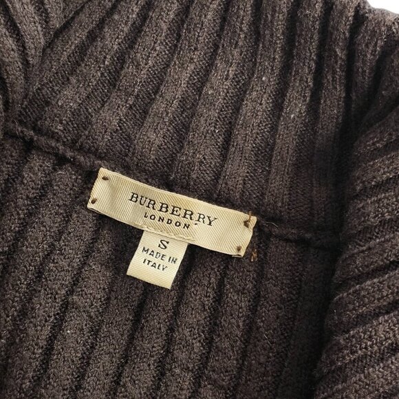 Burberry London Womens Merino Wool Zip Up Sweater Small Elbow Patch Nova Check - Picture 9 of 11